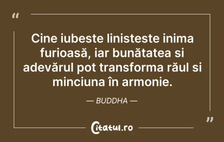 Citeste si: Cine iubește liniștește inima furioasă, ...