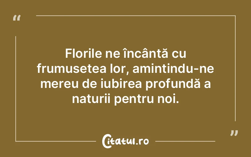Florile ne încântă cu frumusețea lor, amintindu-ne mereu de iubirea profundă a naturii pentru noi.