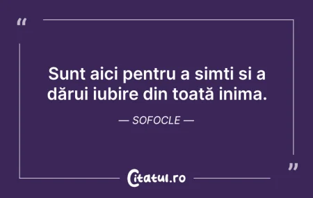 Citeste si: Sunt aici pentru a simți și a dărui iubi...