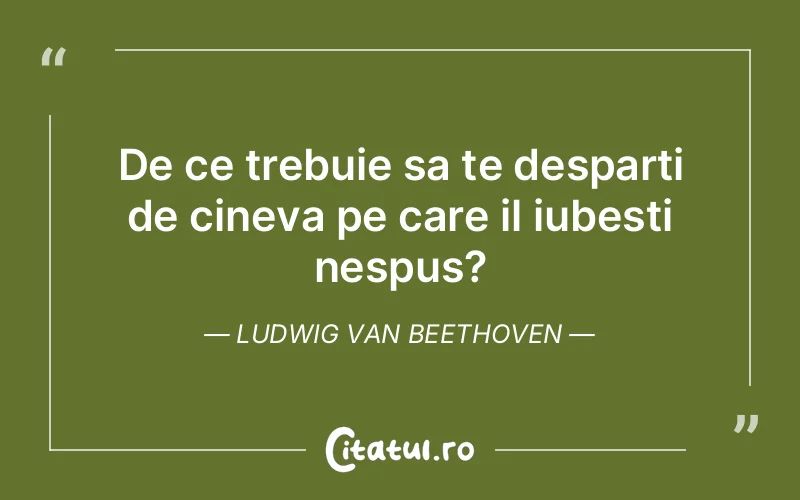 De ce trebuie sa te desparti de cineva pe care il iubesti nespus?	Ludwig van Beethoven