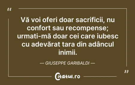 Citeste si: Vă voi oferi doar sacrificii, nu confort...