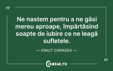 Citeste si: Ne naștem pentru a ne găsi mereu aproape...