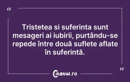 Citeste si: Tristețea și suferința sunt mesageri ai ...