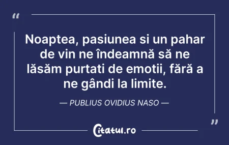 Citeste si: Noaptea, pasiunea și un pahar de vin ne ...