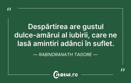Citeste si: Despărțirea are gustul dulce-amărui al i...