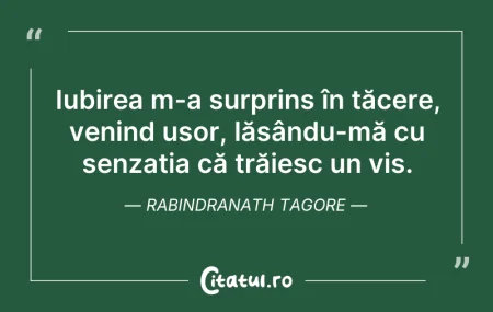 Citeste si: Iubirea m-a surprins în tăcere, venind u...