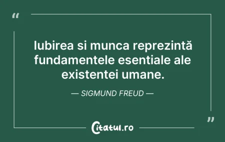 Citeste si: Iubirea și munca reprezintă fundamentele...
