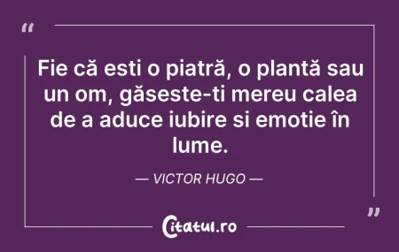 Citeste si: Fie că ești o piatră, o plantă sau un om...
