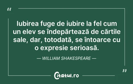 Citeste si: Iubirea fuge de iubire la fel cum un ele...