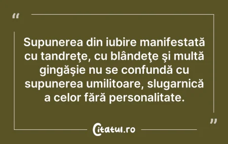 Citeste si: Supunerea din iubire manifestată cu tand...