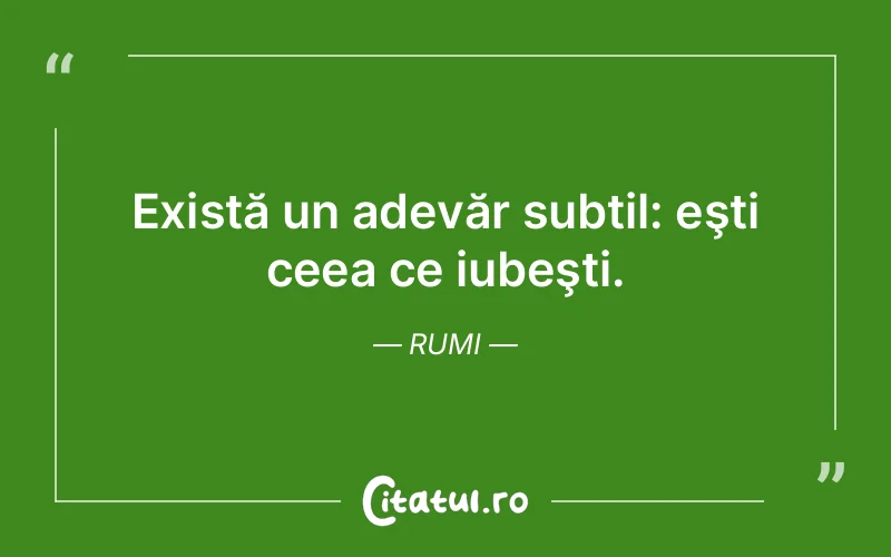Există un adevăr subtil: eşti ceea ce iubeşti. Rumi