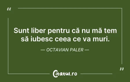 Citeste si: Sunt liber pentru că nu mă tem să iubesc...