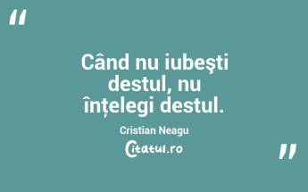   Când nu iubeşti destul, nu înţelegi destul. Cristian Neagu...
