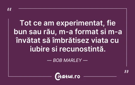 Citeste si: Tot ce am experimentat, fie bun sau rău,...