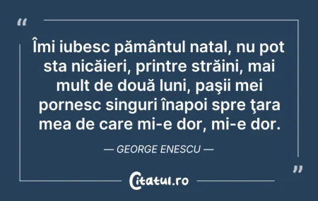 Citeste si: Îmi iubesc pământul natal, nu pot sta ni...