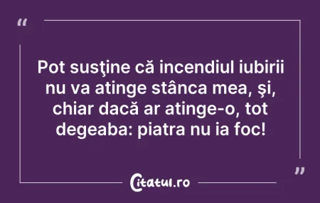 Citeste si: Pot susţine că incendiul iubirii nu va a...