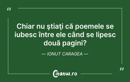 Citeste si: Chiar nu ştiaţi că poemele se iubesc înt...