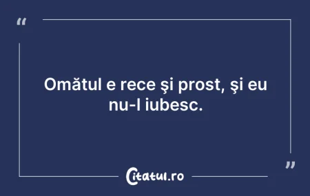 Omătul e rece şi prost, şi eu nu-l iu...