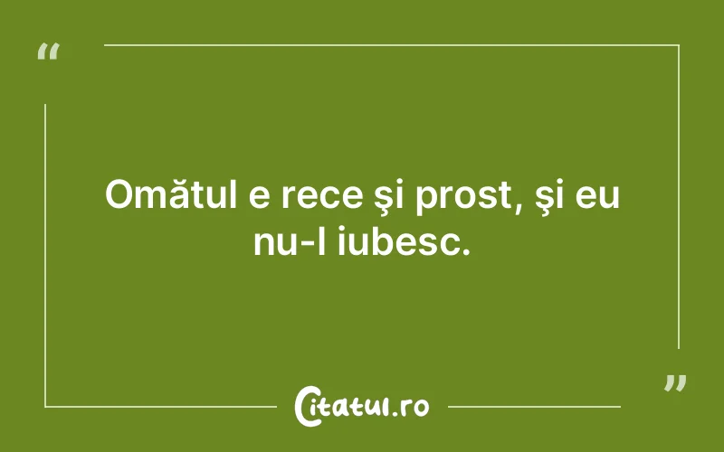 Omătul e rece şi prost, şi eu nu-l iubesc.