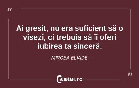 Ai greșit, nu era suficient să o visez...