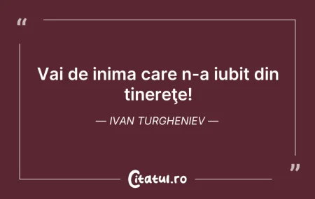 Citeste si: Vai de inima care n-a iubit din tinereţe...