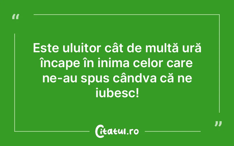 Este uluitor cât de multă ură încape în inima celor care ne-au spus cândva că ne iubesc!