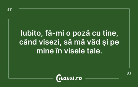 Citeste si: Iubito, fă-mi o poză cu tine, când visez...