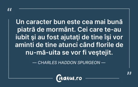 Citeste si: Un caracter bun este cea mai bună piatră...
