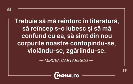 Citeste si: Trebuie să mă reîntorc în literatură, să...