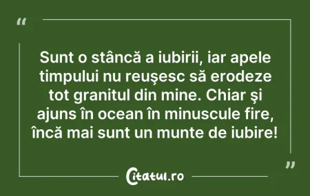 Citeste si: Sunt o stâncă a iubirii, iar apele timpu...