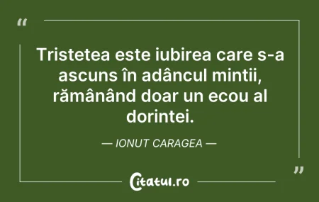 Citeste si: Tristețea este iubirea care s-a ascuns î...