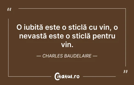 Citeste si: O iubită este o sticlă cu vin, o nevastă...