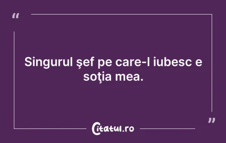 Citeste si: Singurul şef pe care-l iubesc e soţia me...