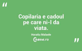Copilaria e cadoul pe care ni-l da viata. Horatiu Malaele...