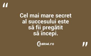 Cel mai mare secret al succesului este să fii pregătit să începi. ...