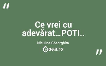 Ce vrei cu adevărat…POȚI.. Niculina Gheorghita...
