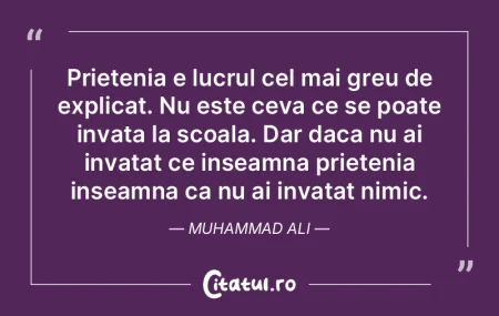 Prietenia e lucrul cel mai greu de expli...