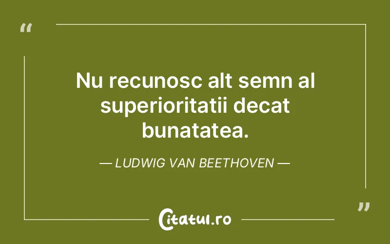 Nu recunosc alt semn al superioritatii decat bunatatea. Ludwig van Beethoven