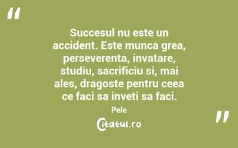 Succesul nu este un accident. Este munca grea, perseverenta, invatare, studiu, sacrificiu si, mai ales, dragoste pentru ceea ce faci sa inveti sa faci. Pele...