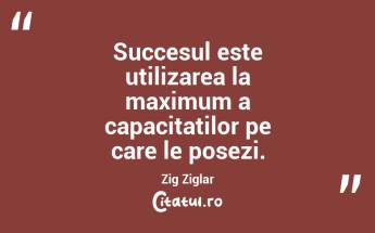 Succesul este utilizarea la maximum a capacitatilor pe care le posezi. Zig Ziglar...