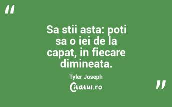Sa stii asta: poti sa o iei de la capat, in fiecare dimineata. Tyler Joseph...