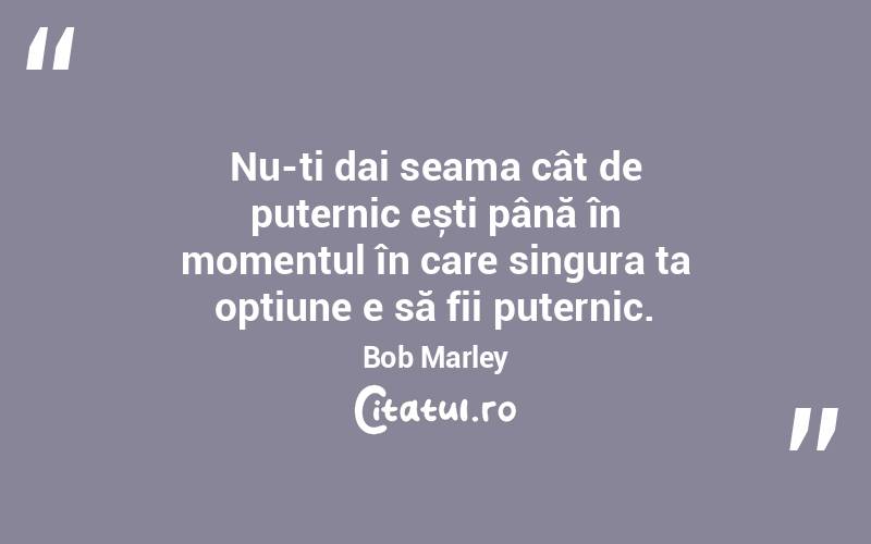 Nu-ți dai seama cât de puternic ești până în momentul în care singura ta opțiune e să fii puternic. Bob Marley