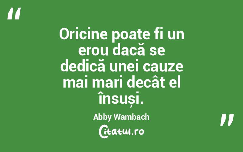 Oricine poate fi un erou dacă se dedică unei cauze mai mari decât el însuși. Abby Wambach