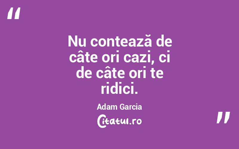 Nu contează de câte ori cazi, ci de câte ori te ridici. Adam Garcia