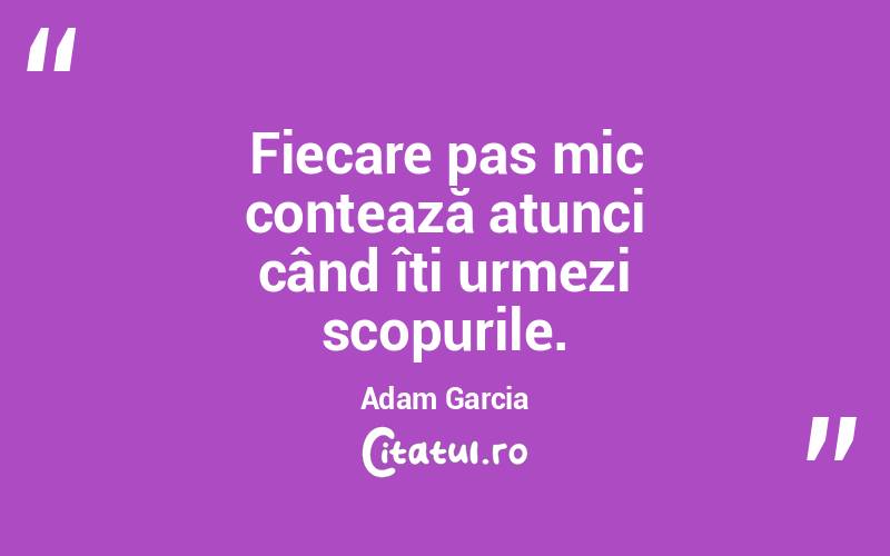 Fiecare pas mic contează atunci când îți urmezi scopurile. Adam Garcia