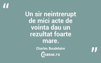 Un sir neintrerupt de mici acte de vointa dau un rezultat foarte mare. Charles Baudelaire...