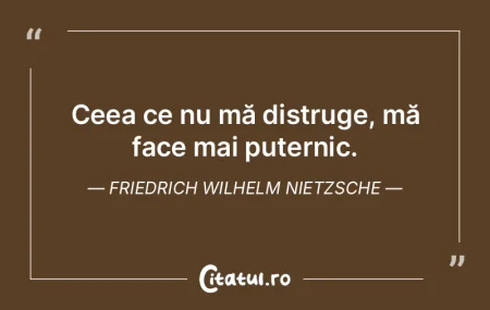 Ceea ce nu mă distruge, mă face mai pu...