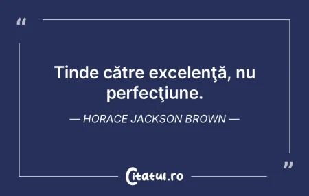 Tinde către excelenţă, nu perfecţiun...