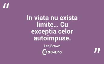 In viata nu exista limite… Cu exceptia celor autoimpuse. Les Brown...