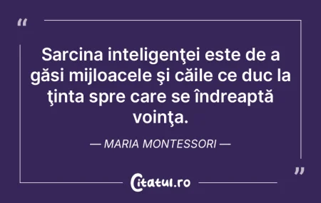 Sarcina inteligenţei este de a găsi mi...